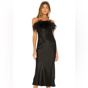 Cinq a Sept | Cerise Silk Feather Dress in Black Size: 4